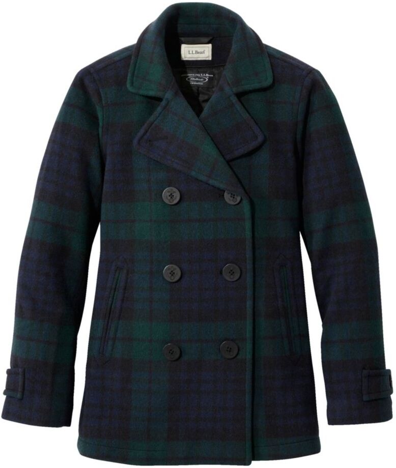 Women's Classic Lambswool Peacoat, Pattern Black Watch Tartan 4 L.L.Bean