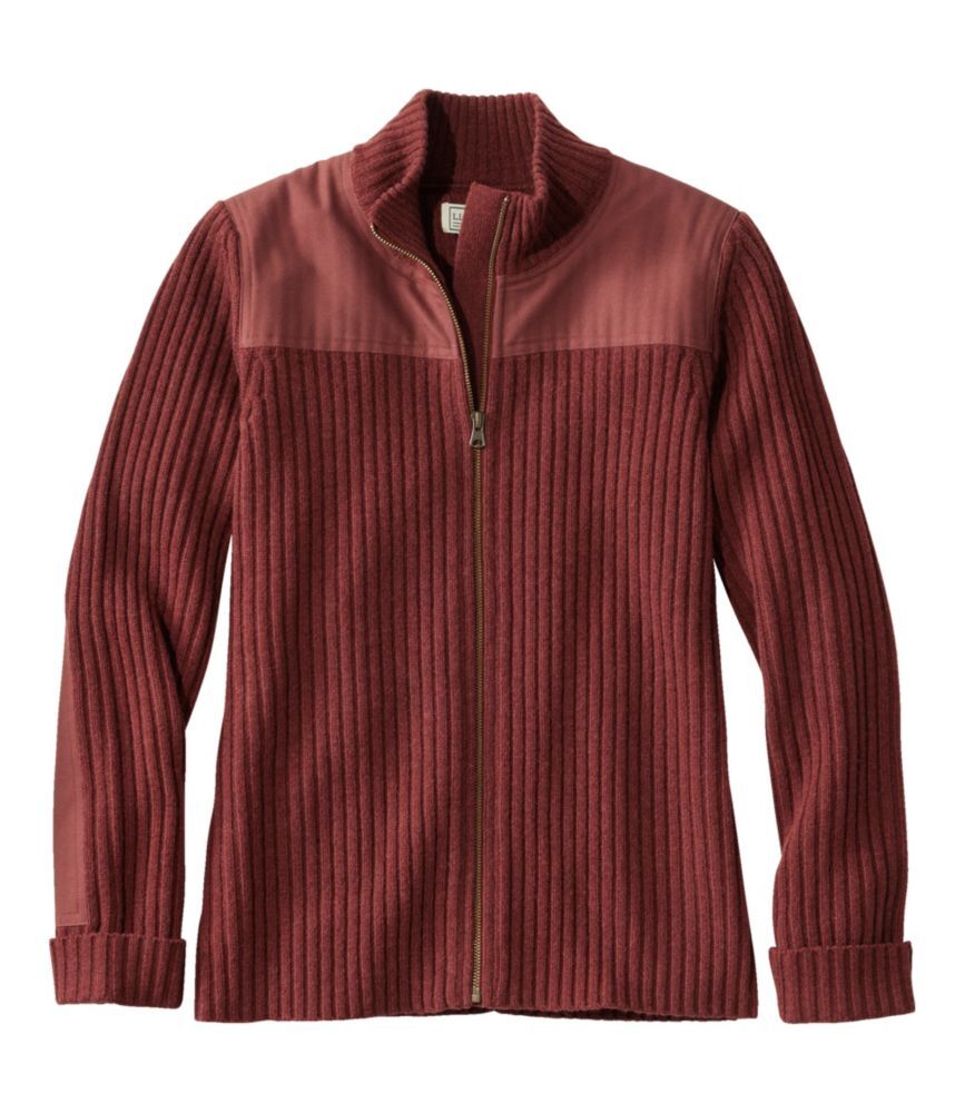 Women's Commando Sweater, Full-Zip Currant 3X, Wool Merino L.L.Bean