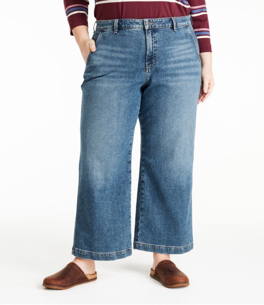 Women's 207 Vintage Jeans, High-Rise Wide-Leg Faded Indigo 18W, Denim L.L.Bean