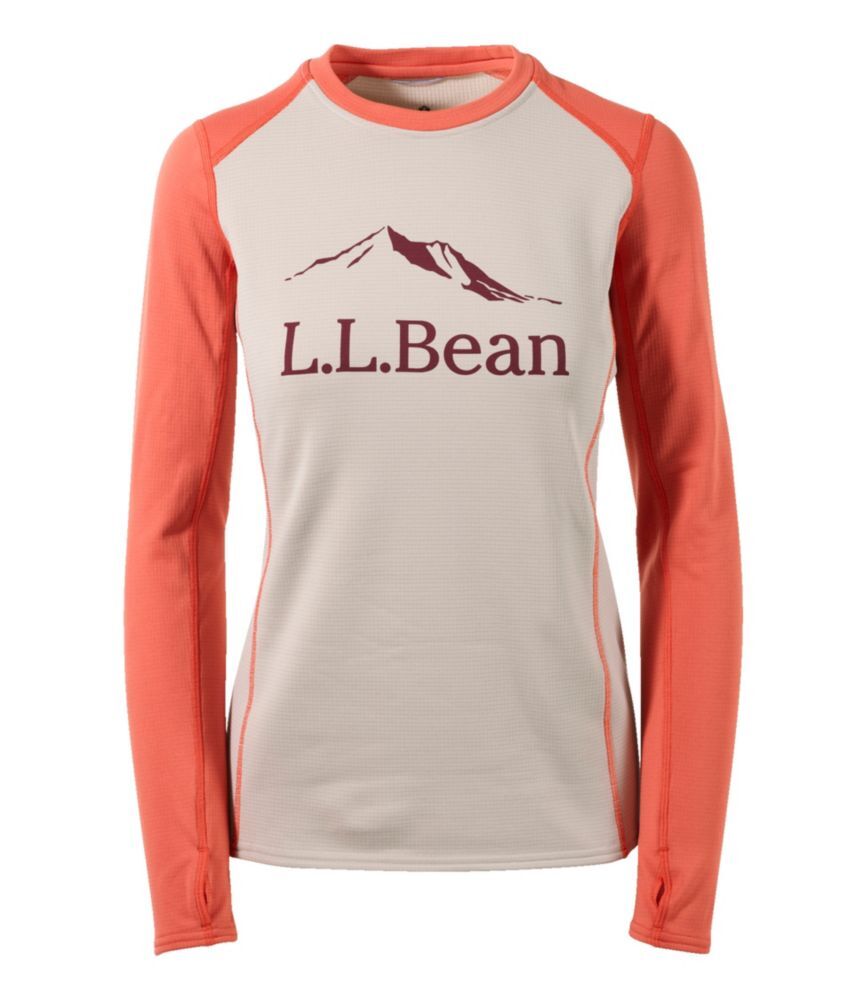 Women's L.L.Bean Heavyweight Base Layer - Long Underwear Crew, Long Sleeve Graphic Burnt Sienna Medium, Synthetic/Plastic