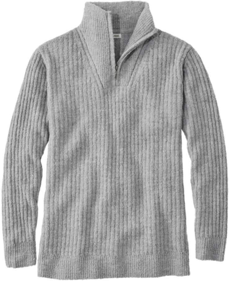 Women's Cozy Cloud Sweater, Quarter-Zip Gray Heather 3X, Wool/Nylon L.L.Bean