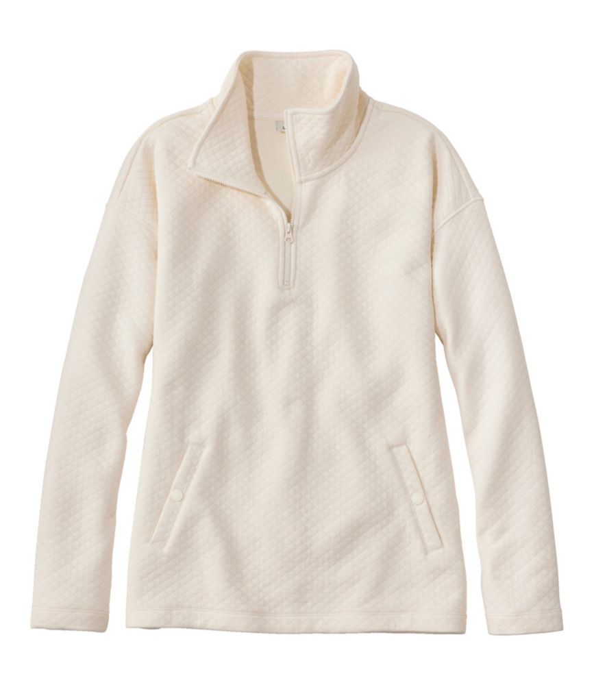 Women's SoftLight Quilted Top, Quarter-Zip Cream Large, Polyester Cotton Polyester L.L.Bean
