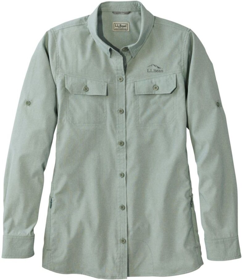 Women's Insect-Repellent Shirt, Long-Sleeve Faded Sage Large, Synthetic/Nylon L.L.Bean