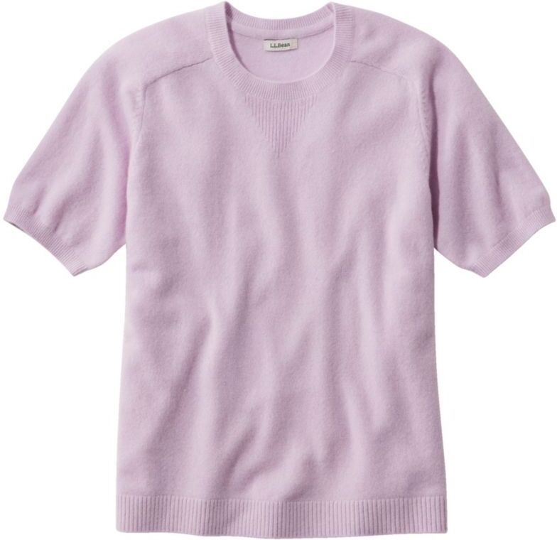 Women's Classic Cashmere Sweater, Short-Sleeve Tee Pale Mauve Medium L.L.Bean