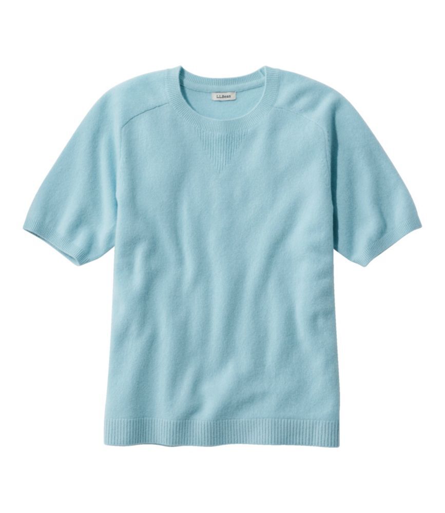 Women's Classic Cashmere Sweater, Short-Sleeve Tee Pale Turquoise Medium L.L.Bean
