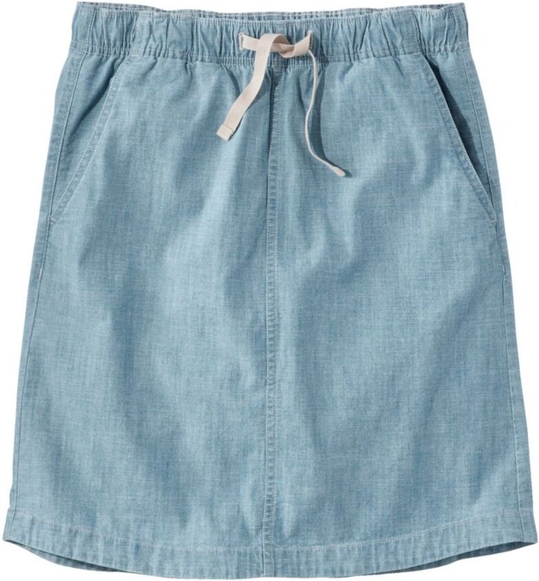 Women's Lakewashed Pull-On Skirt, Mid-Rise Chambray 6, Cotton L.L.Bean