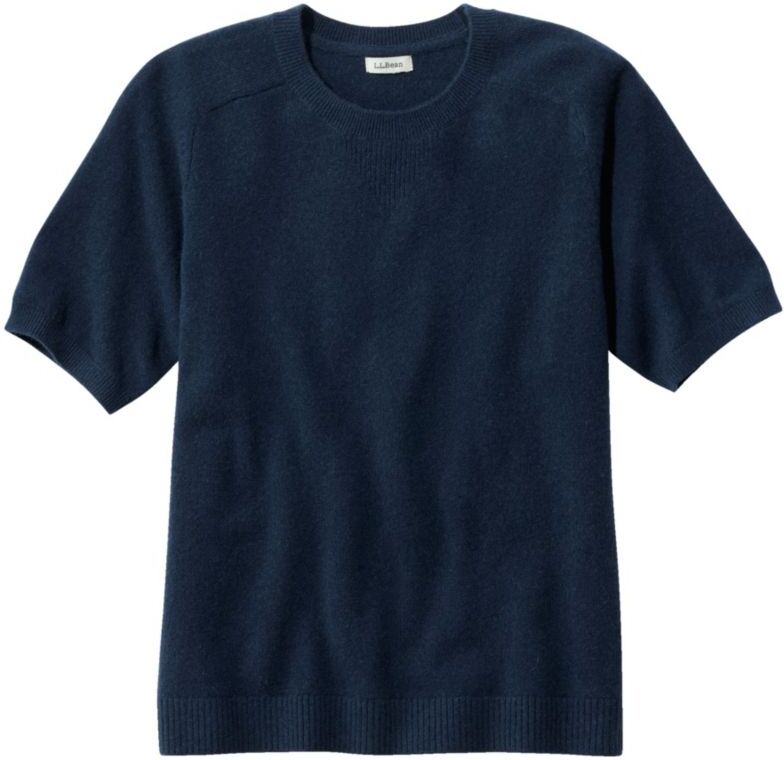 Women's Classic Cashmere Sweater, Short-Sleeve Tee Classic Navy Medium L.L.Bean