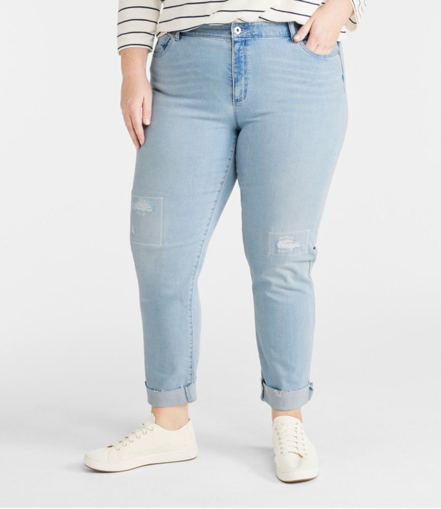 Women's Signature Organic Denim Boyfriend Jeans, Low-Rise Straight-Leg Light Indigo 18W L.L.Bean