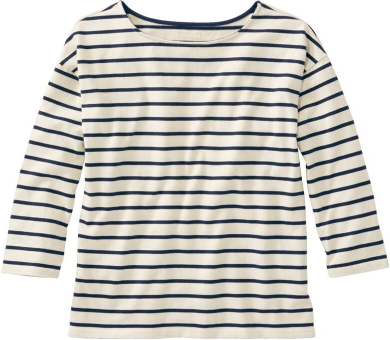 Women's Heritage Mariner Top, Boatneck Three-Quarter-Sleeve Stripe Sailcloth/Classic Navy 1X, Cotton L.L.Bean