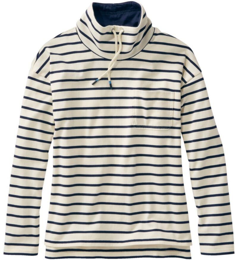 Women's Heritage Mariner Top, Funnelneck Stripe Sailcloth/Classic Navy 1X, Cotton/Rubber L.L.Bean