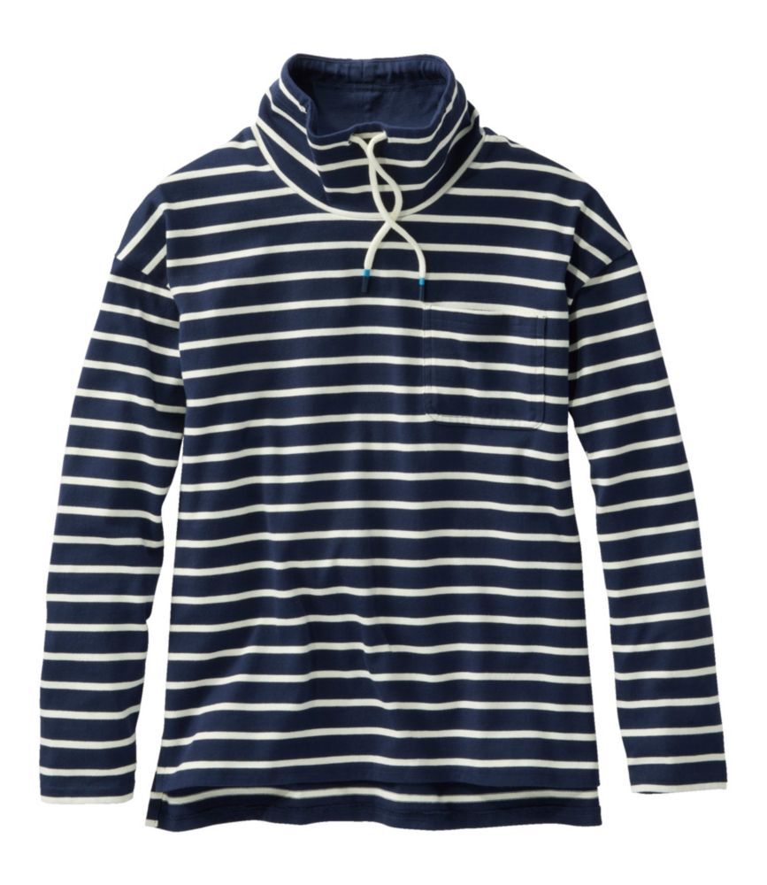 Women's Heritage Mariner Top, Funnelneck Stripe Classic Navy/Sailcloth 2X, Cotton/Rubber L.L.Bean