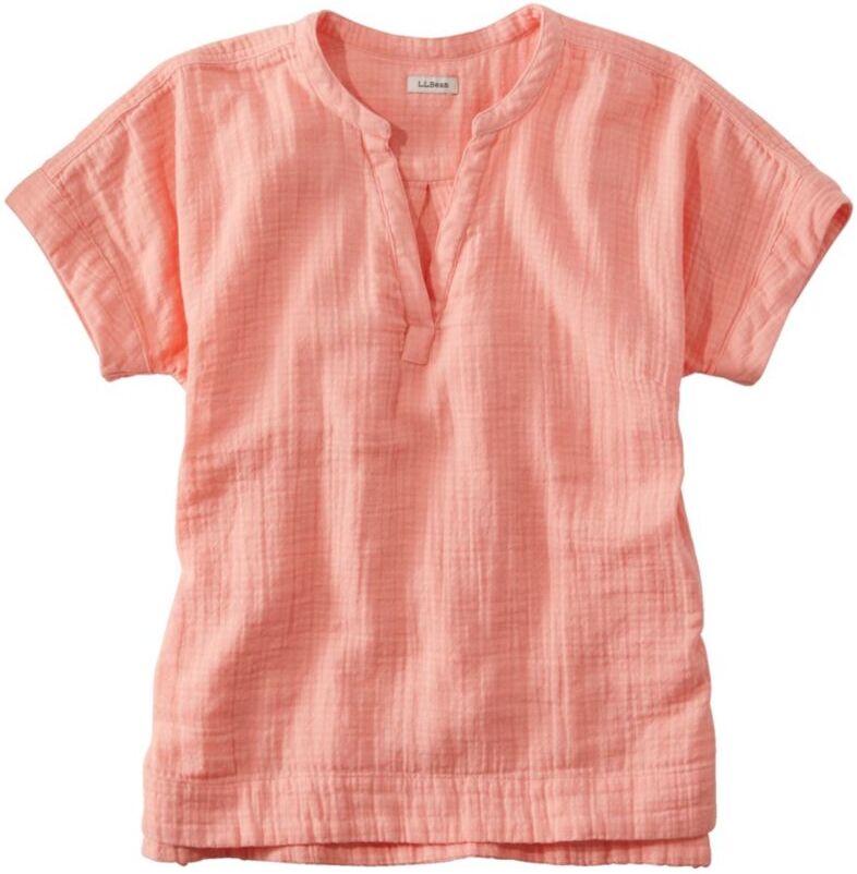 Women's Cloud Gauze Shirt, Short-Sleeve Coral Quartz 2X, Cotton L.L.Bean