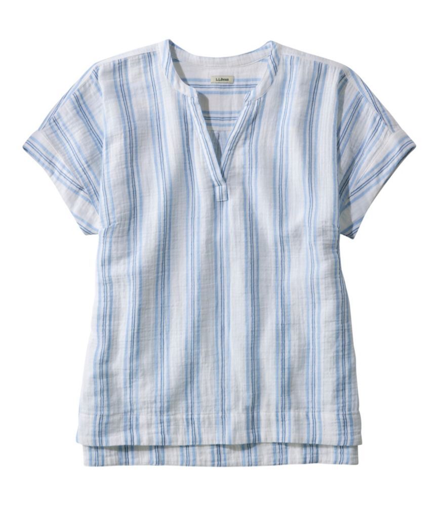 Women's Cloud Gauze Shirt, Short-Sleeve Sea Salt Stripe 2X, Cotton L.L.Bean