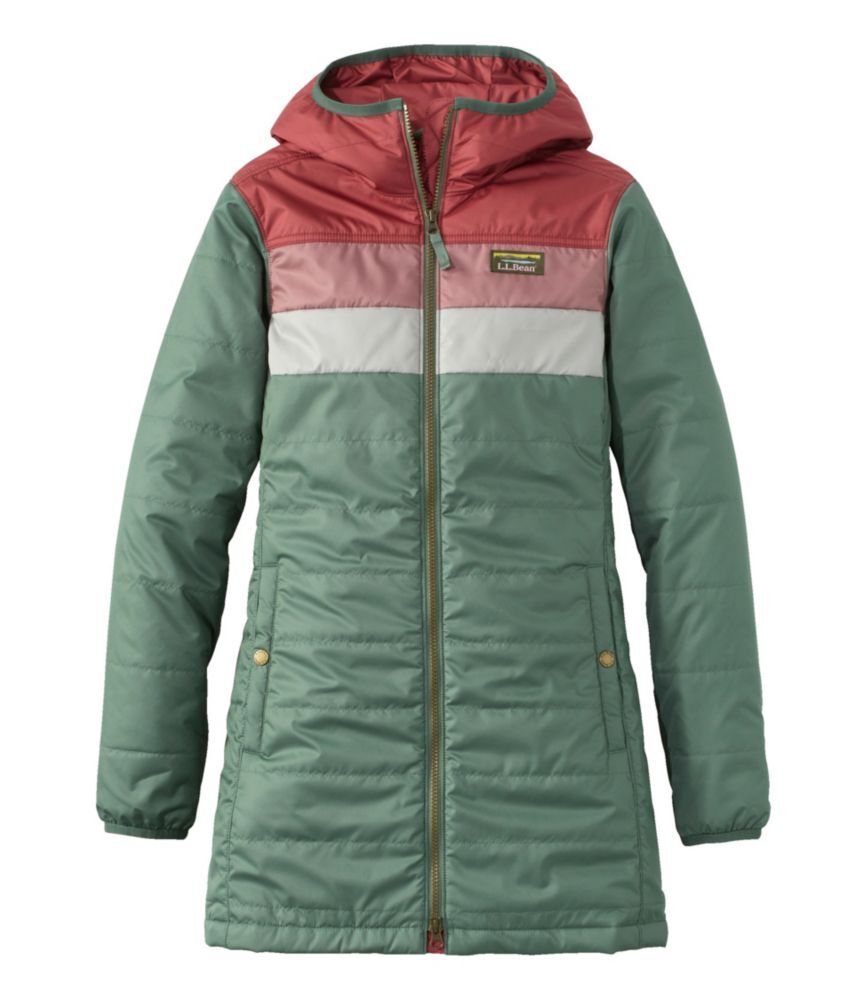 Women's Mountain Classic Puffer Winter Coat, Colorblock Rosewood/Sea Green Small, Synthetic L.L.Bean