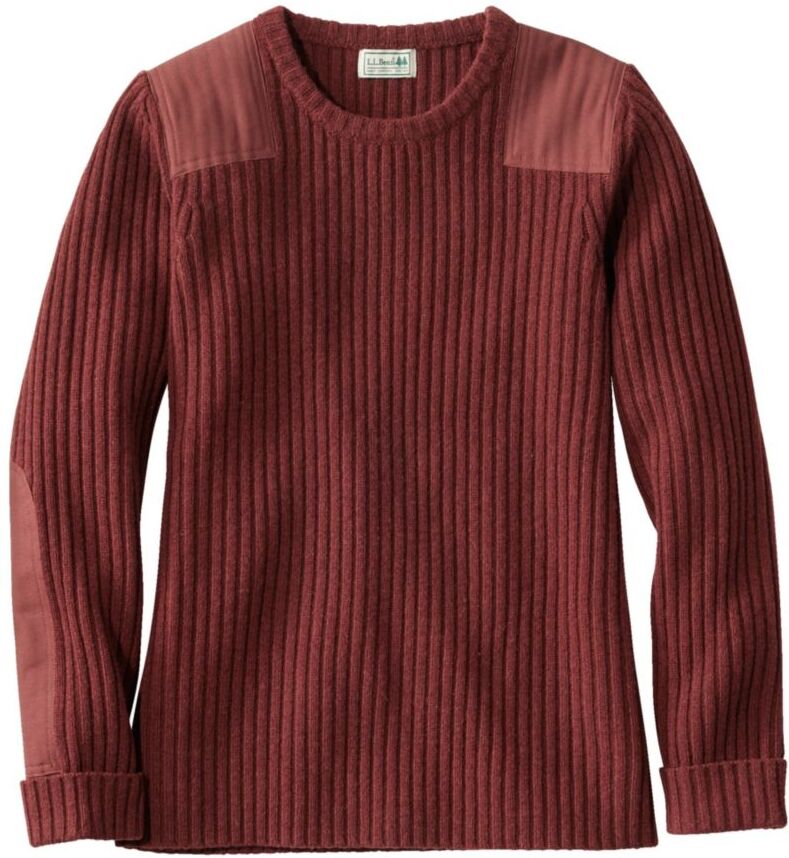 Women's Commando Crewneck Sweater Currant 1X, Merino Wool L.L.Bean