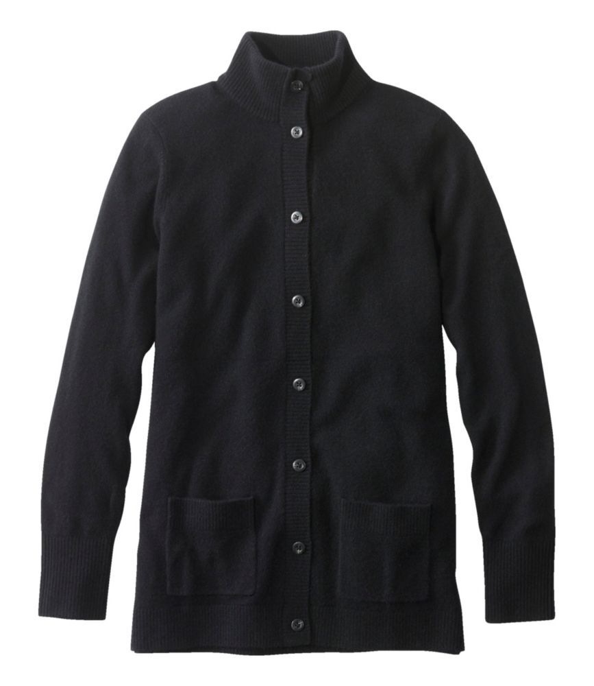 Women's Classic Cashmere Button-Front Cardigan Sweater Classic Black 1X L.L.Bean