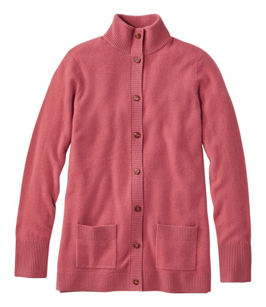 Women's Classic Cashmere Button-Front Cardigan Sweater Vintage Rose Medium L.L.Bean