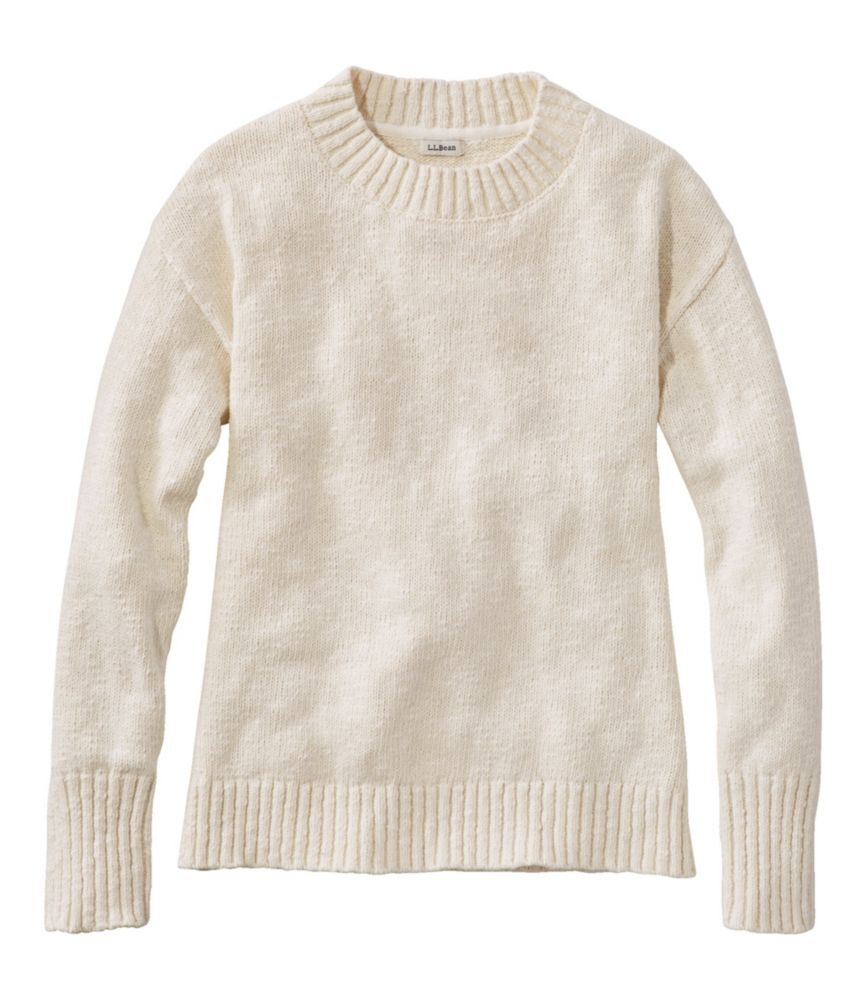 Women's Cotton Ragg Sweater, Crewneck Cream 1X, Cotton/Wool/Cotton Yarns L.L.Bean