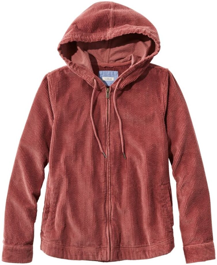 Women's Comfort Corduroy Relaxed Shirt, Zip Hoodie Rosewood Large L.L.Bean