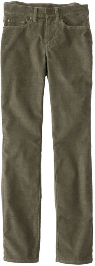 Women's BeanFlex Five-Pocket Corduroy Pants, Mid-Rise Straight-Leg Dusty Olive 16 Petite, Corduroy Cotton L.L.Bean