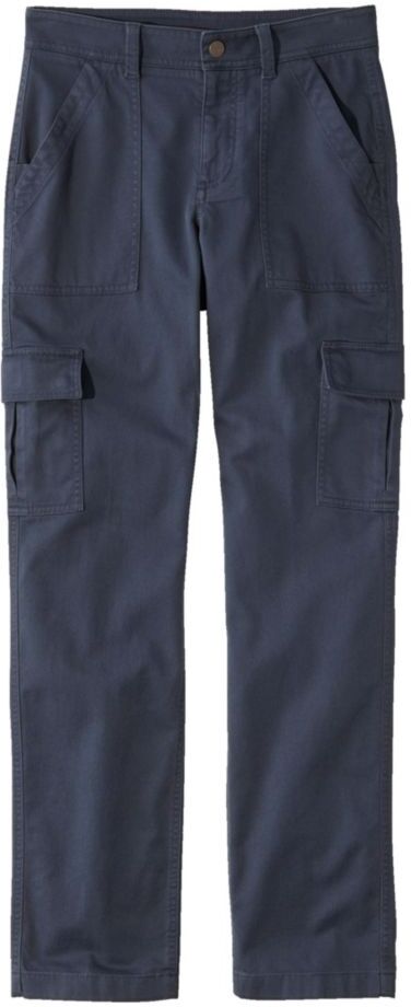 Women's Comfort Stretch Pants, Mid-Rise Straight-Leg Cargo Carbon Navy 10, Cotton L.L.Bean