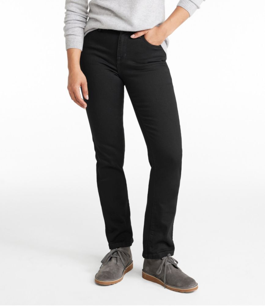 Women's True Shape Jeans, High-Rise Straight-Leg Black 8 Medium Tall, Denim L.L.Bean