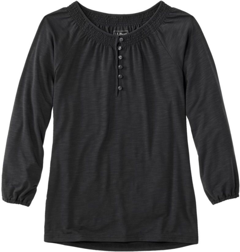 Women's Camden Hills Tee, Three-Quarter-Sleeve Faded Black Small, Tencel Blend L.L.Bean