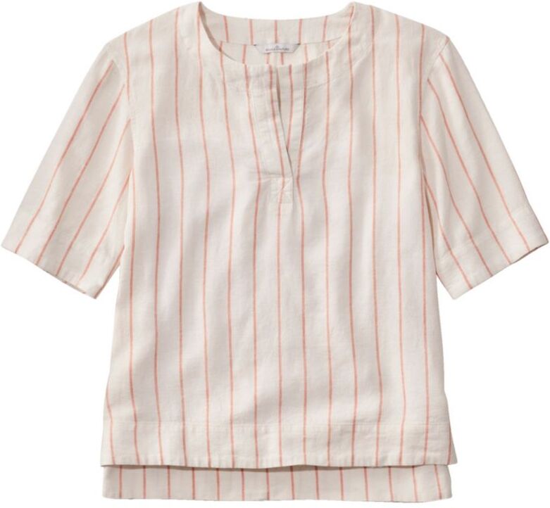 Women's Signature Linen-Blend Splitneck Shirt, Short-Sleeve Sailcloth/Faded Orange 2X L.L.Bean