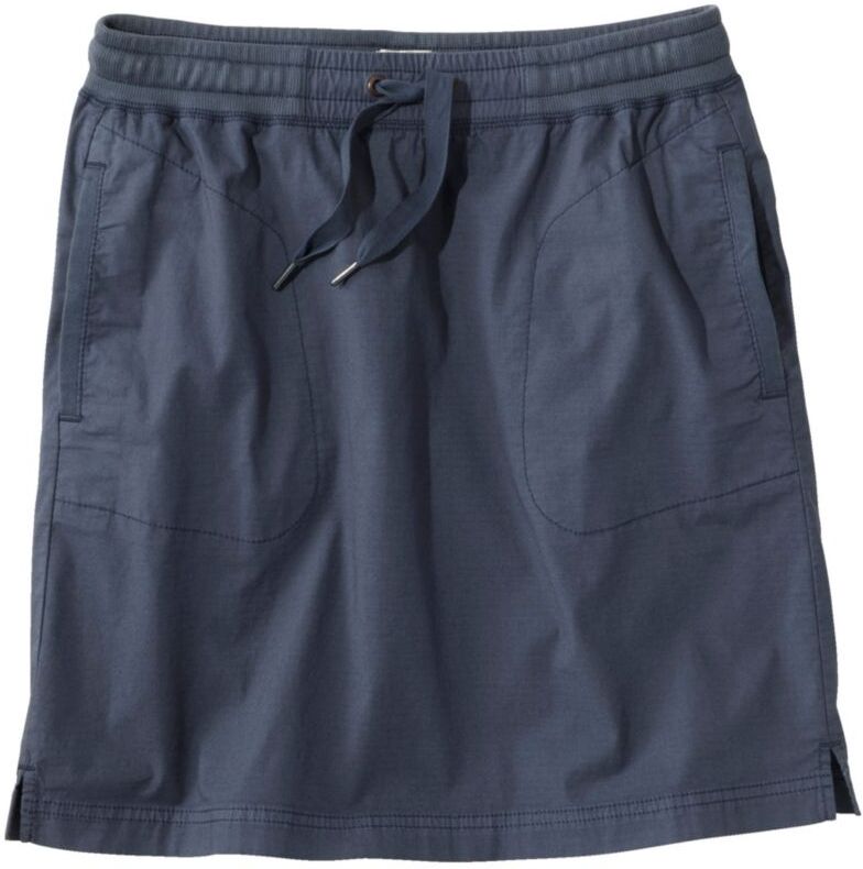 Women's Stretch Ripstop Pull-On Skirt, Mid-Rise Carbon Navy 2X, Cotton L.L.Bean