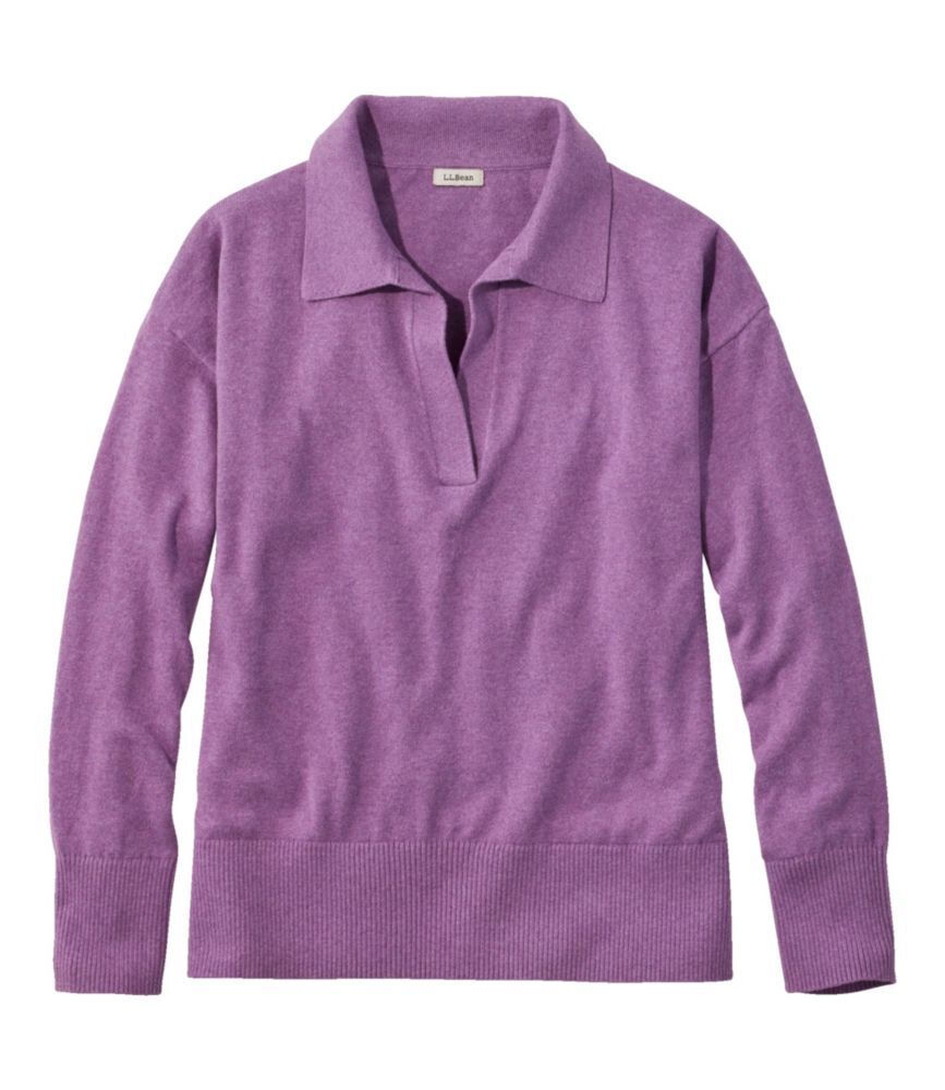 Women's Cotton/Cashmere Sweater, Polo Amethyst Heather 3X L.L.Bean