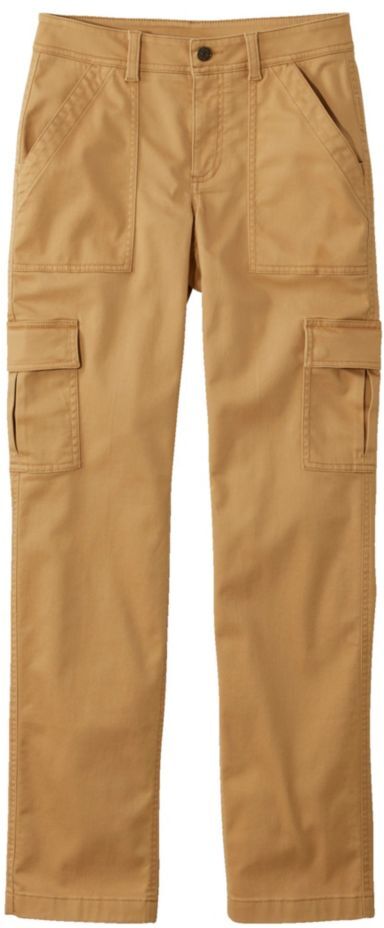 Women's Comfort Stretch Pants, Mid-Rise Straight-Leg Cargo Barley 10 Petite, Cotton L.L.Bean