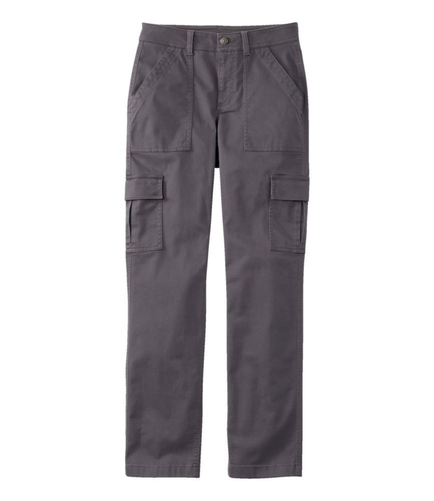 Women's Comfort Stretch Pants, Mid-Rise Straight-Leg Cargo Alloy Gray 10 Petite, Cotton L.L.Bean