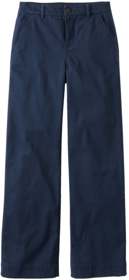 Women's Comfort Stretch Pants, Mid-Rise Wide-Leg Chino Classic Navy 16 Petite, Cotton L.L.Bean