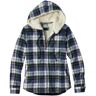 Women's Scotch Plaid Flannel Shirt, Sherpa-Lined Zip Hoodie Vintage Tartan Large L.L.Bean