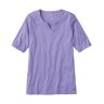 Women's Pima Cotton Tee, Notch-Neck Elbow-Sleeve Tunic Dusty Purple Large L.L.Bean