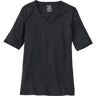 Women's Pima Cotton Tee, Notch-Neck Elbow-Sleeve Tunic Black Large L.L.Bean