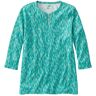 Women's L.L.Bean Tee, Three-Quarter-Sleeve Splitneck Tunic Print Glacier Teal Garden Medium, Cotton