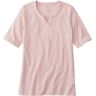 Women's Pima Cotton Tee, Notch-Neck Elbow-Sleeve Tunic Pale Rose Small L.L.Bean