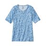 Women's Pima Cotton Tee, Notch-Neck Elbow-Sleeve Tunic Print Lake Ditsy Extra Large L.L.Bean