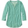 Women's Streamside Tee, Three-Quarter-Sleeve Splitneck, Print Pastel Lichen Cross Hatch Extra Small, Polyester Blend Synthetic L.L.Bean