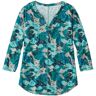 Women's Streamside Tee, Three-Quarter-Sleeve Splitneck, Print Deep Turquoise Camo Extra Small, Polyester Blend Synthetic L.L.Bean