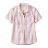 Women's Vacationland Seersucker Shirt, Short-Sleeve Popover Plaid Sunrise Pink Check Medium, Cotton L.L.Bean