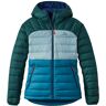 Women's Down Hooded Jacket, Colorblock Mallard Teal/Dark Pine XXS, Synthetic L.L.Bean