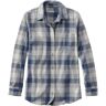 Women's L.L.Bean Favorite Knit Shirt, Plaid Cream/Vintage Indigo Buffalo Large, Polyester Blend