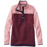 Women's Quilted Sweatshirt, Mockneck Tunic Colorblock Rose Wash/Deep Wine Extra Small, Cotton Cotton Polyester L.L.Bean