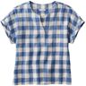 Women's Signature Linen Split-Neck Shirt, Novelty, Short-Sleeve Rustic Blue Large L.L.Bean