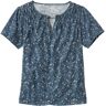 Women's Organic Cotton Tee, Smocked Notch-Neck Short-Sleeve Print Rangeley Blue Ditsy Floral Small L.L.Bean