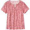 Women's Organic Cotton Tee, Smocked Notch-Neck Short-Sleeve Print Rose Wash Ditsy Floral Extra Small L.L.Bean