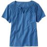 Women's Organic Cotton Tee, Smocked Notch-Neck Short-Sleeve Rustic Blue Extra Small L.L.Bean