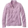 Women's Double L Cable Sweater, Zip Cardigan Sweater Lilac Mist Marl Medium, Cotton/Cotton Yarns L.L.Bean